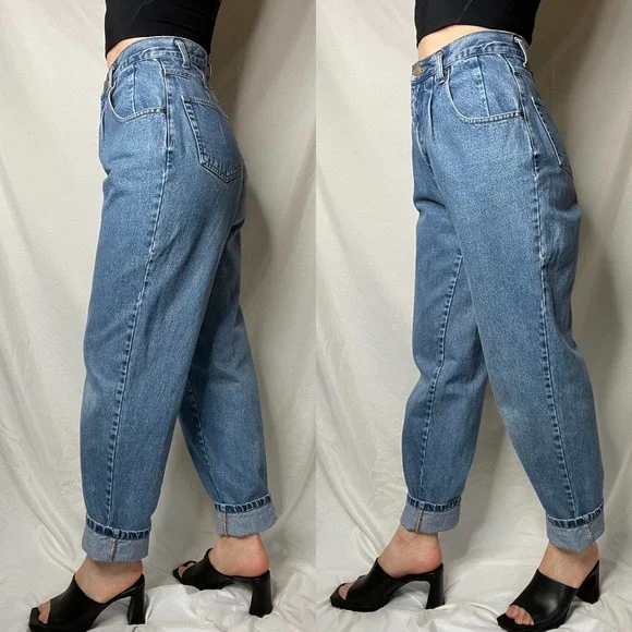 Vintage Eddie Bauer high rise mom jeans waist pleat front 90s pleated 26 - Picture 14 of 17